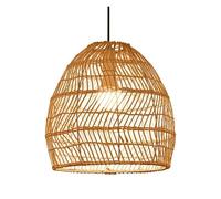 Retro Light Fixtures Water Hollow Weaving Pendant Lighting for Kitchen Island, E27 Rattan Basket Chandelier Boho Home Decoration Hanging Wicker Lamp(Coffee)(Beige,40cm)
