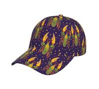 Retro Lobster Print Berretto da Baseball Casuale Tesa Curva Cappellino Moda Cappello da Baseball per Caccia Ciclismo Estivo