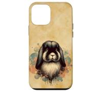 Retro Lop Orecchie Coniglio Coniglio Vintage Illustrazione Artistica Custodia per iPhone 12 mini