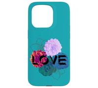 Retro Love Flower Blossom Elegante Vintage Testo Line Art Custodia per iPhone 15 Pro