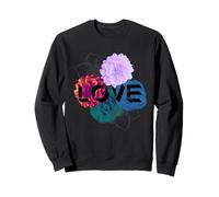 Retro Love Flower Blossom Elegante Vintage Testo Line Art Felpa