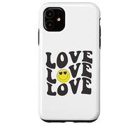 Retro Love Graphic Happy Face Cuore Occhi Sorriso Positività Custodia per iPhone 11