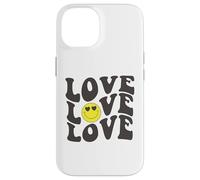 Retro Love Graphic Happy Face Cuore Occhi Sorriso Positività Custodia per iPhone 14