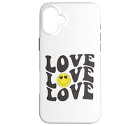 Retro Love Graphic Happy Face Cuore Occhi Sorriso Positività Custodia per iPhone 16 Plus