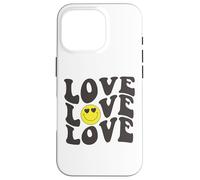 Retro Love Graphic Happy Face Cuore Occhi Sorriso Positività Custodia per iPhone 16 Pro