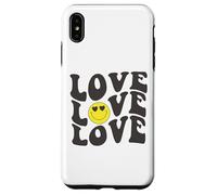 Retro Love Graphic Happy Face Cuore Occhi Sorriso Positività Custodia per iPhone XS Max