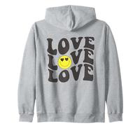 Retro Love Graphic Happy Face Cuore Occhi Sorriso Positività Felpa con Cappuccio