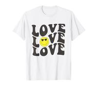 Retro Love Graphic Happy Face Cuore Occhi Sorriso Positività Maglietta