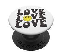 Retro Love Graphic Happy Face Cuore Occhi Sorriso Positività PopSockets PopGrip Adesivo