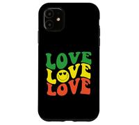Retro Love Rasta Happy Face Cuore Occhi Groovy Sorriso Face Fun Custodia per iPhone 11