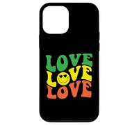 Retro Love Rasta Happy Face Cuore Occhi Groovy Sorriso Face Fun Custodia per iPhone 12 mini