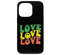 Retro Love Rasta Happy Face Cuore Occhi Groovy Sorriso Face Fun Custodia per iPhone 13 Pro