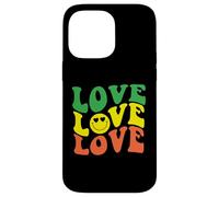 Retro Love Rasta Happy Face Cuore Occhi Groovy Sorriso Face Fun Custodia per iPhone 14 Pro Max