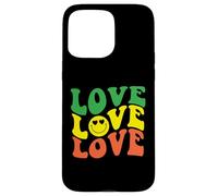 Retro Love Rasta Happy Face Cuore Occhi Groovy Sorriso Face Fun Custodia per iPhone 15 Pro Max