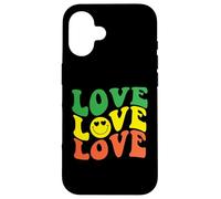 Retro Love Rasta Happy Face Cuore Occhi Groovy Sorriso Face Fun Custodia per iPhone 16