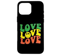 Retro Love Rasta Happy Face Cuore Occhi Groovy Sorriso Face Fun Custodia per iPhone 16 Pro Max