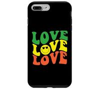 Retro Love Rasta Happy Face Cuore Occhi Groovy Sorriso Face Fun Custodia per iPhone 7 Plus/8 Plus