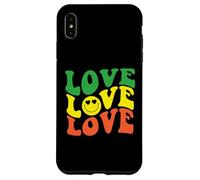 Retro Love Rasta Happy Face Cuore Occhi Groovy Sorriso Face Fun Custodia per iPhone XS Max