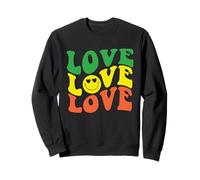 Retro Love Rasta Happy Face Cuore Occhi Groovy Sorriso Face Fun Felpa