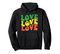 Retro Love Rasta Happy Face Cuore Occhi Groovy Sorriso Face Fun Felpa con Cappuccio