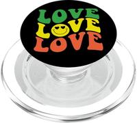 Retro Love Rasta Happy Face Cuore Occhi Groovy Sorriso Face Fun PopSockets PopGrip per MagSafe