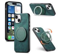 Retro magnetica custodia per cellulare per iPhone 13 mini, ricarica wireless supporto magnetico per auto, anello rotondo 360% supporto rotante verde