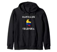 Retro Manizales Colombia Distressed Bandiera Colombia Felpa con Cappuccio