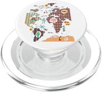 Retro mappa del mondo Viaggio Road Trip Oyster Vacanze Donne Uomini PopSockets PopGrip per MagSafe