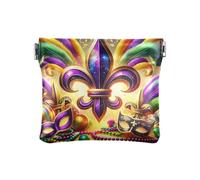 Retro Mardi Gras gnomi portamonete mini cambiamento borsa in pelle PU borsa cambiamento per le donne, Vintage Fleur Viola, Taglia unica, Vintage Fleur Viola