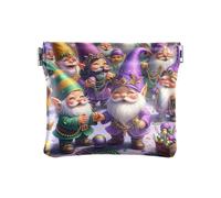 Retro Mardi Gras gnomi portamonete mini cambiamento borsa in pelle PU borsa cambiamento per le donne, Gnomi Mardi Gras Viola, Taglia unica, Gnomi Mardi Gras Viola