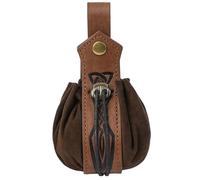 Retro Medievale Faux Leather Belt Pouch Borsetta Medioevo Portamonete Portatile Cintura Borse LARP Rinascimento Costumi, Marrone chiaro