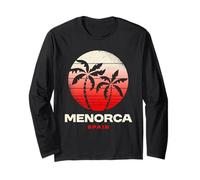 Retro Menorca Spagna Mediterraneo Tramonto Indossare Maglia a Manica