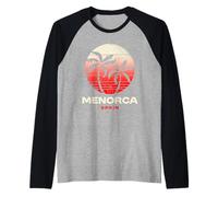 Retro Menorca Spagna Mediterraneo Tramonto Indossare Maglia con Maniche Raglan