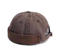 Retro Men's And Women's Spring And Autumn Hip-Hop Brim Denim Dock Hats(Brown)