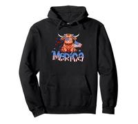 Retro Merica 4 luglio Highland Cow Felpa con Cappuccio