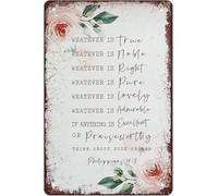 Retro Metal Tin Sign Whatever Is True Wall Hanging 8 X 12 in