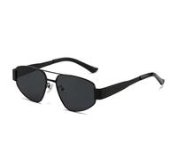 Retro Metallo Doppio Ponti Cat Eye Donne Occhiali Da Sole Moda Verde Scuro Shades UV400 Uomini Punk Occhiali Da Sole, Nero grigio, Taglia unica