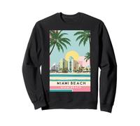 Retro Miami Beach Vibes con palme e Art Deco sotto il sole Felpa