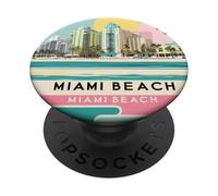 Retro Miami Beach Vibes con palme e Art Deco sotto il sole PopSockets PopGrip Adesivo