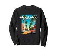 Retro Miami Summer Palm Tree Street Classic Car Graphic Felpa