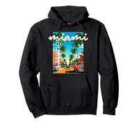 Retro Miami Summer Palm Tree Street Classic Car Graphic Felpa con Cappuccio