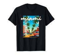 Retro Miami Summer Palm Tree Street Classic Car Graphic Maglietta