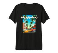 Retro Miami Summer Palm Tree Street Classic Car Graphic Maglietta Premium