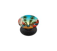 Retro Miami Summer Palm Tree Street Classic Car Graphic PopSockets PopGrip Adesivo