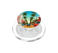 Retro Miami Summer Palm Tree Street Classic Car Graphic PopSockets PopGrip per MagSafe