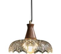 Retro Minimalist Glass Chandelier Boutique Decorat Walnut Brass Single Head Hanging Light Bedroom Restaurant Cafe Ceiling Pendent Lamp E26 Indoor Adjustable Lighting Fixtures