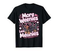 Retro More Weenies Less Meanies Funny Dachshund Dog Meme Maglietta