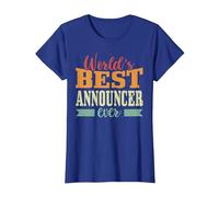 Retro Motif Worlds Best Announcer Maglietta, Donna, Blu Reale, L