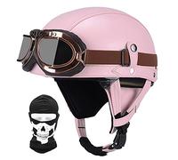 Retro Moto Casco Mezzo, Vintage Motorcycle Casco, Certificazione DOT/ECE, Occhiali Da Sole Incorporati, Con Passamontagna Maschera, Materiale ABS, Fodera Traspirante, Con Occhiali