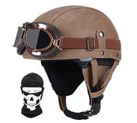 Retro Moto Casco Mezzo, Vintage Motorcycle Casco, Certificazione DOT/ECE, Occhiali Da Sole Incorporati, Con Passamontagna Maschera, Materiale ABS, Fodera Traspirante, Con Occhiali